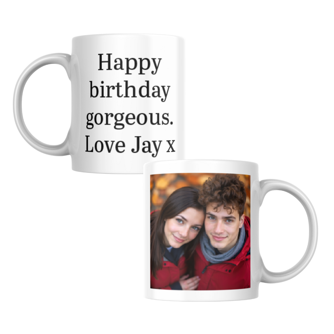 Personalised photo up to 4 lines text mug