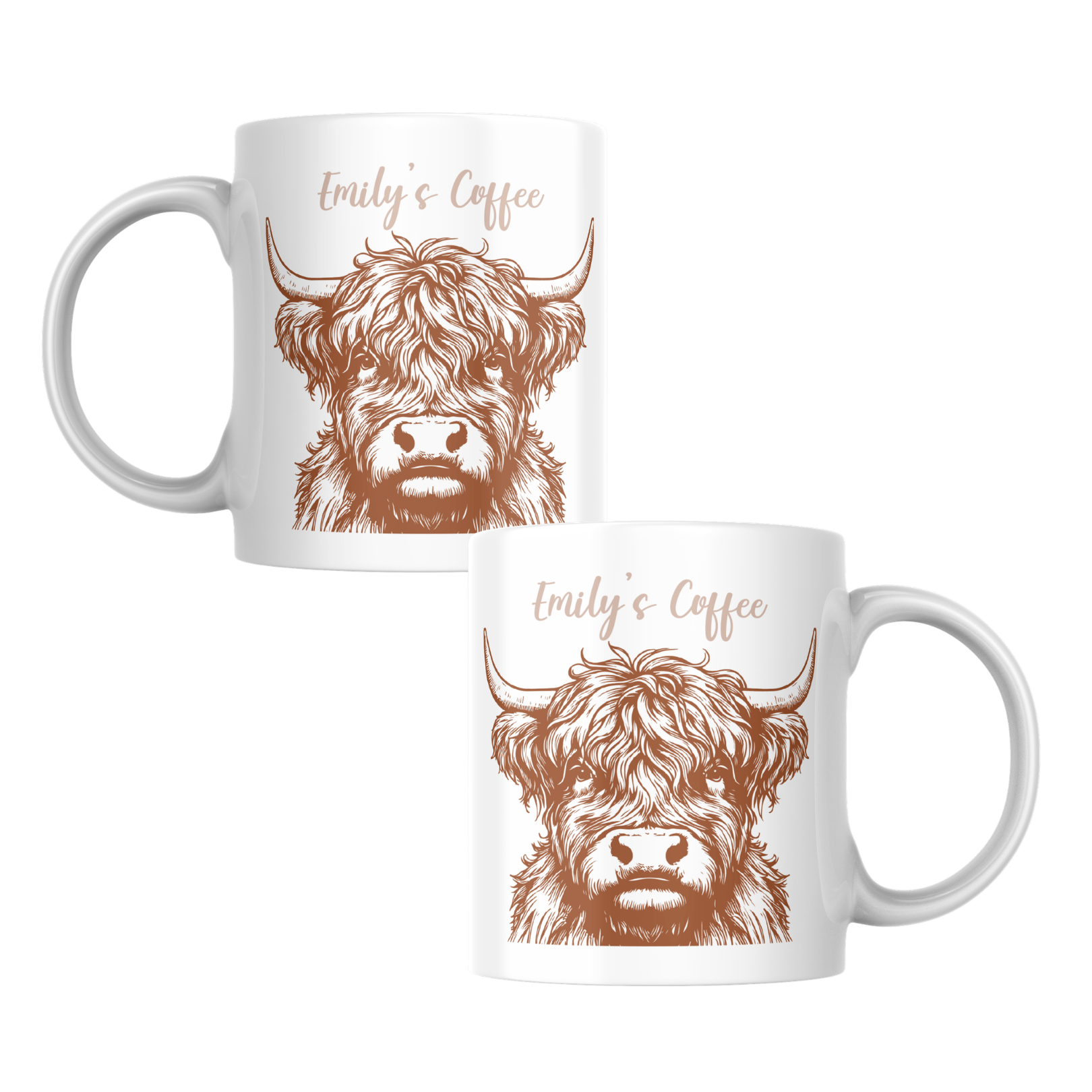 Highland Cow Themed Mug optional name or message