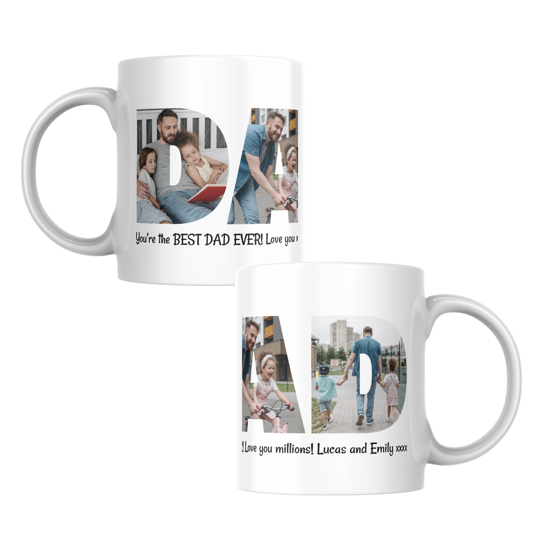 Dad 3 Shaped Photos Message Mug