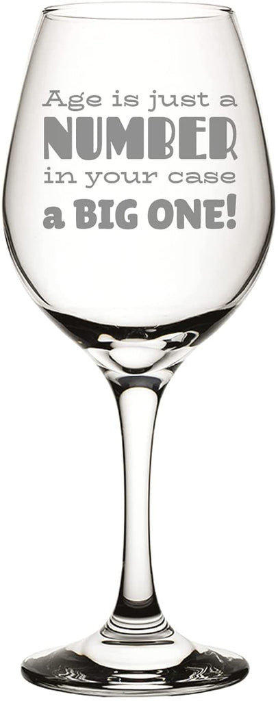 40th Birthday Engraved Wine Glass Age is just a number - YouPersonalise
