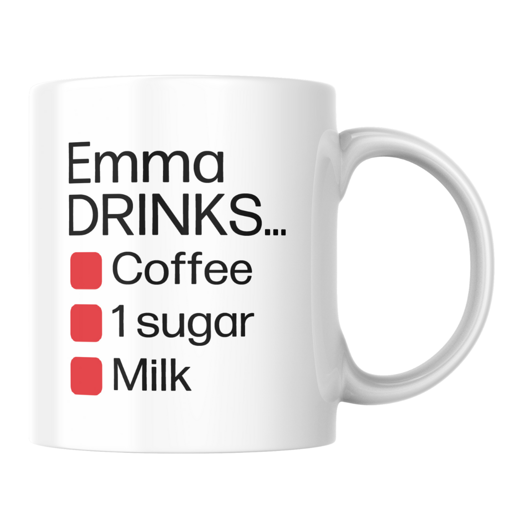 Tea or Coffee Order Notes Personalised Mug