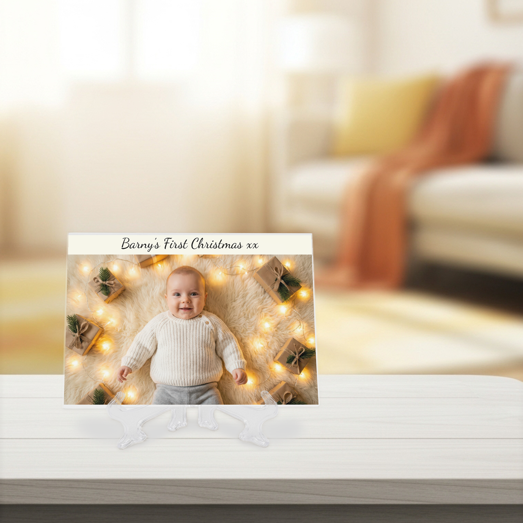 Personalised Photo Text Acrylic Print Stand A6 Landscape