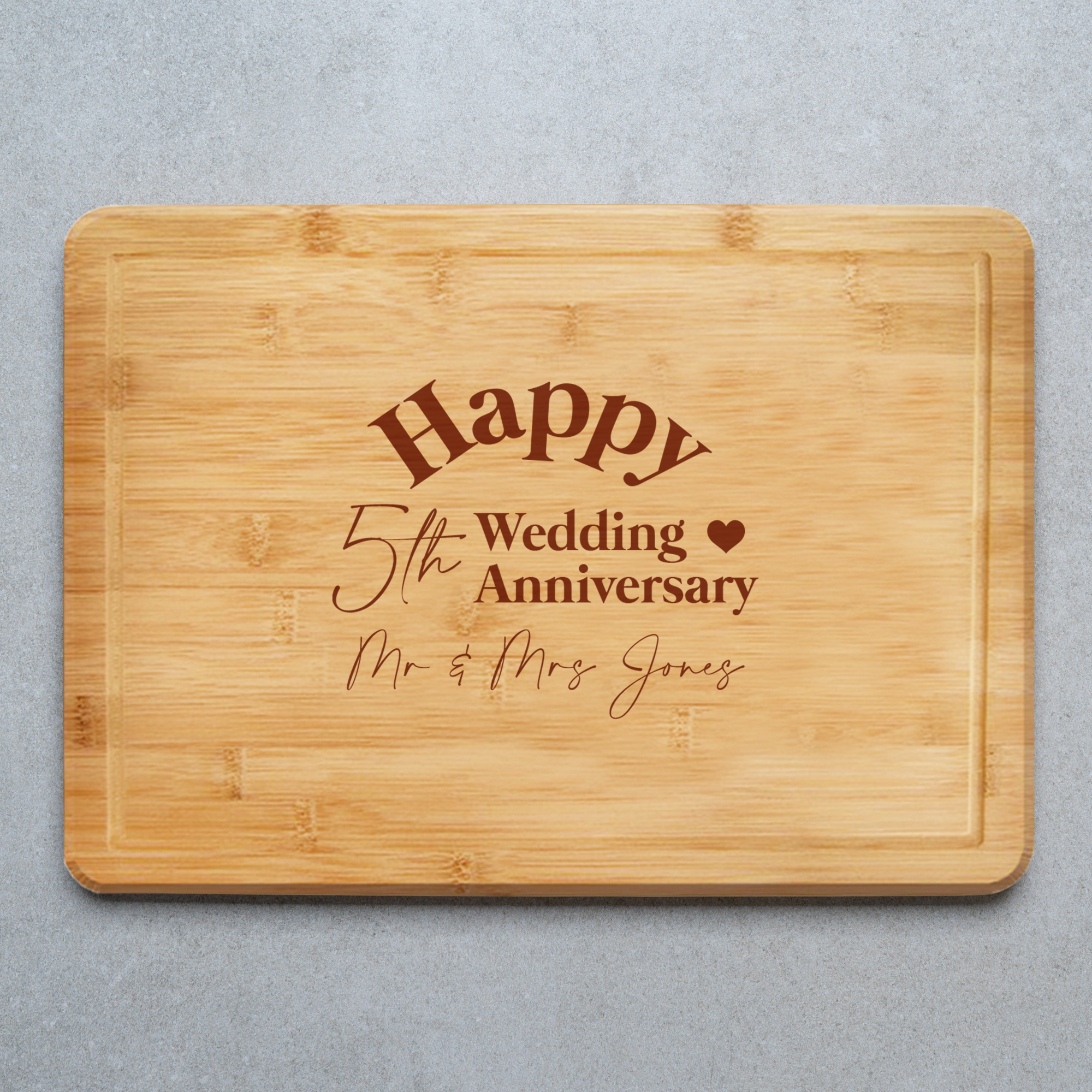 Happy 5th Wedding Anniversary Chopping Board