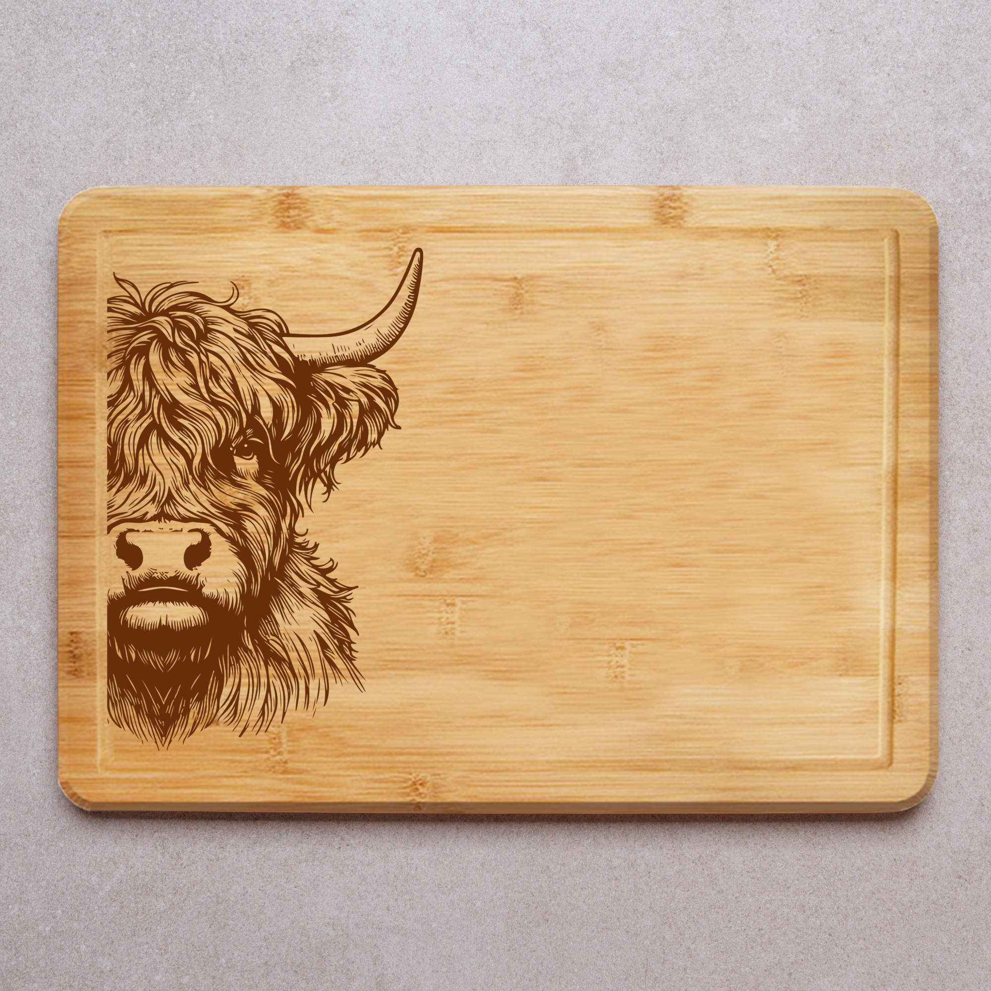 Highland Cow Engraved Chopping Board optional name or message