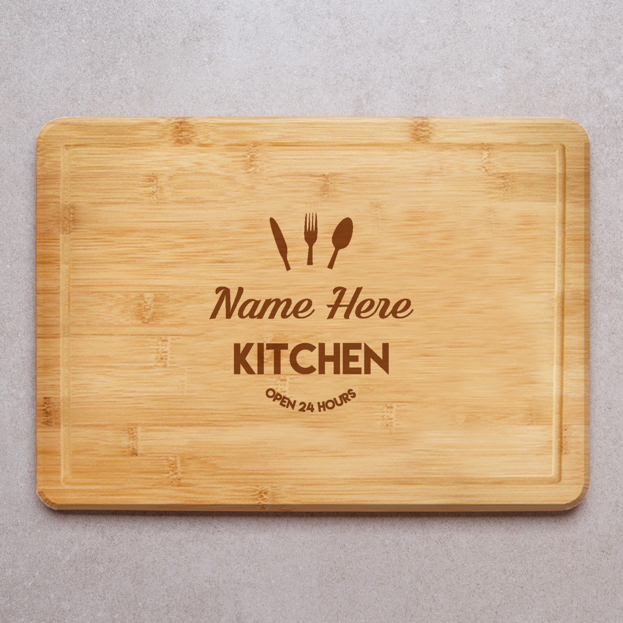 Kitchen Open 24 Hours Engraved Chopping Board