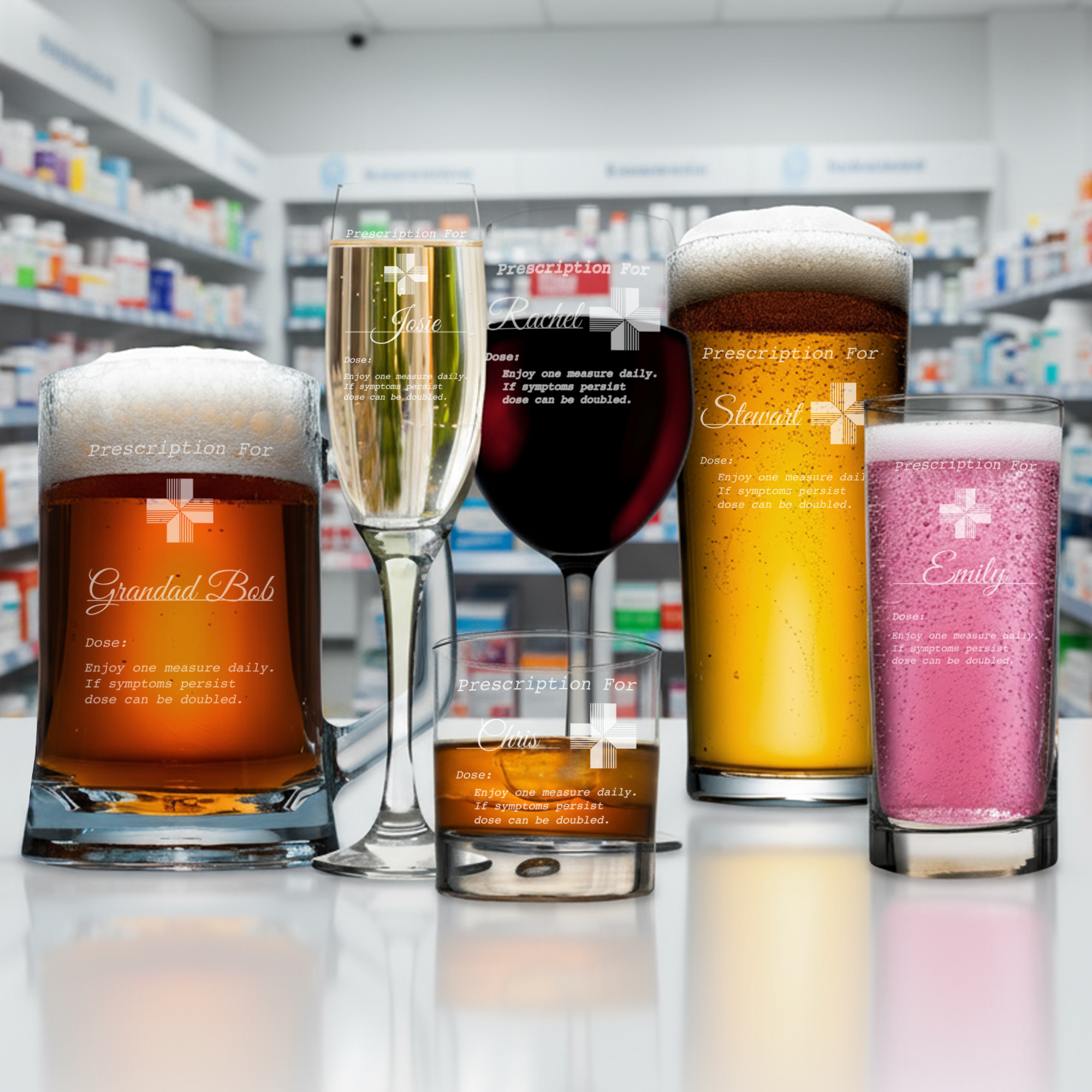 Personalised Name Novelty Prescription Glass