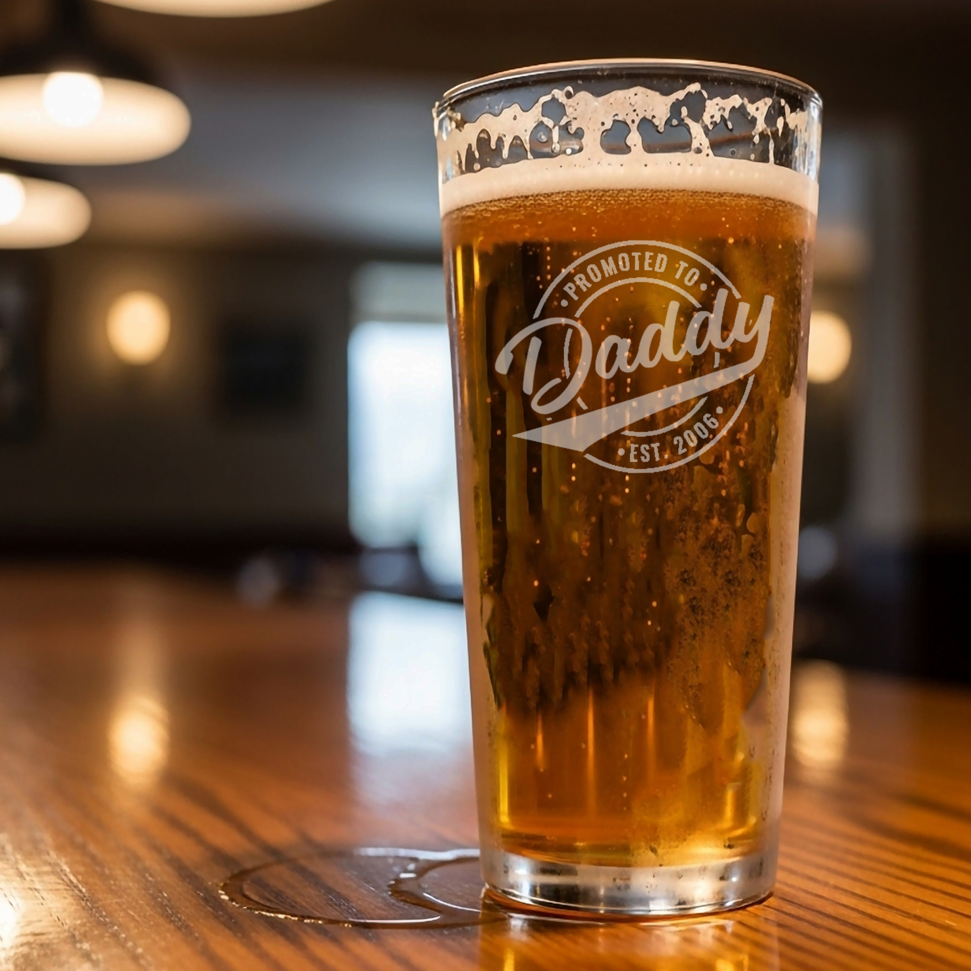 Promoted to Dad Daddy Custom Year Engraved Pint or Tumbler Glass Options