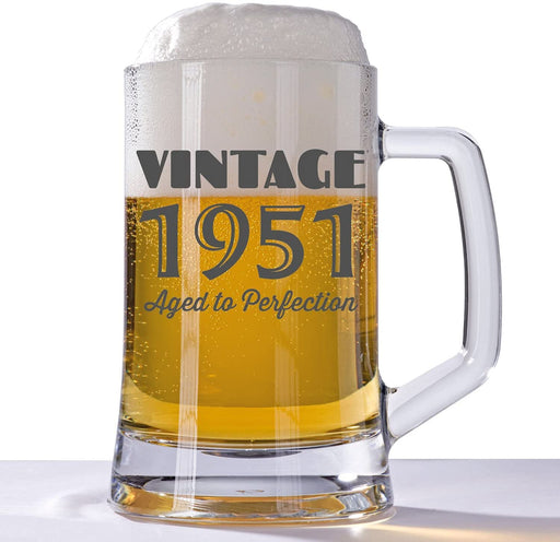 Aged to Perfection 18th Birthday Engraved Tankard Glass 70th - YouPersonalise