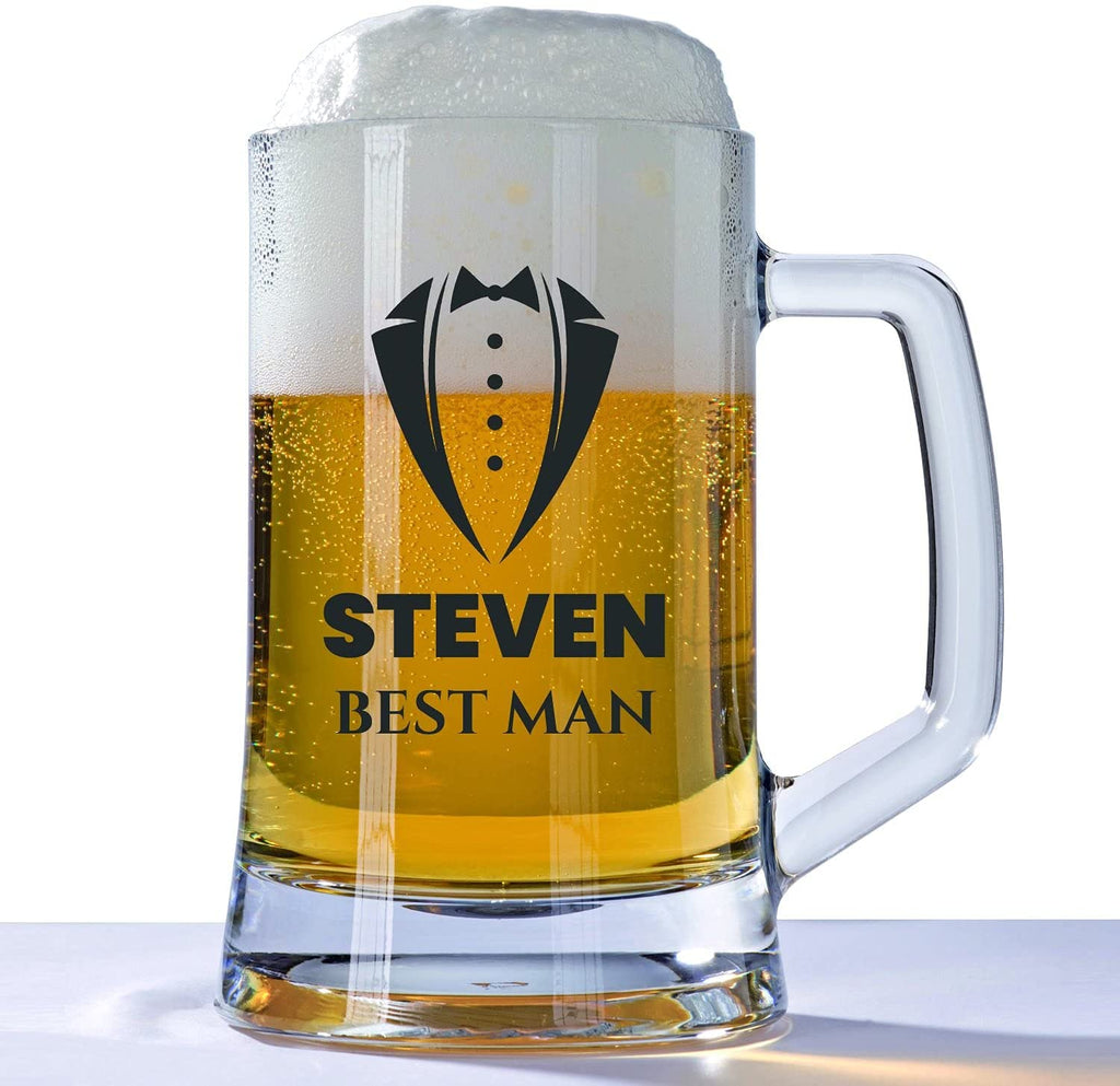 Best Man Wedding Engraved Tankard Glass Design 5 - YouPersonalise