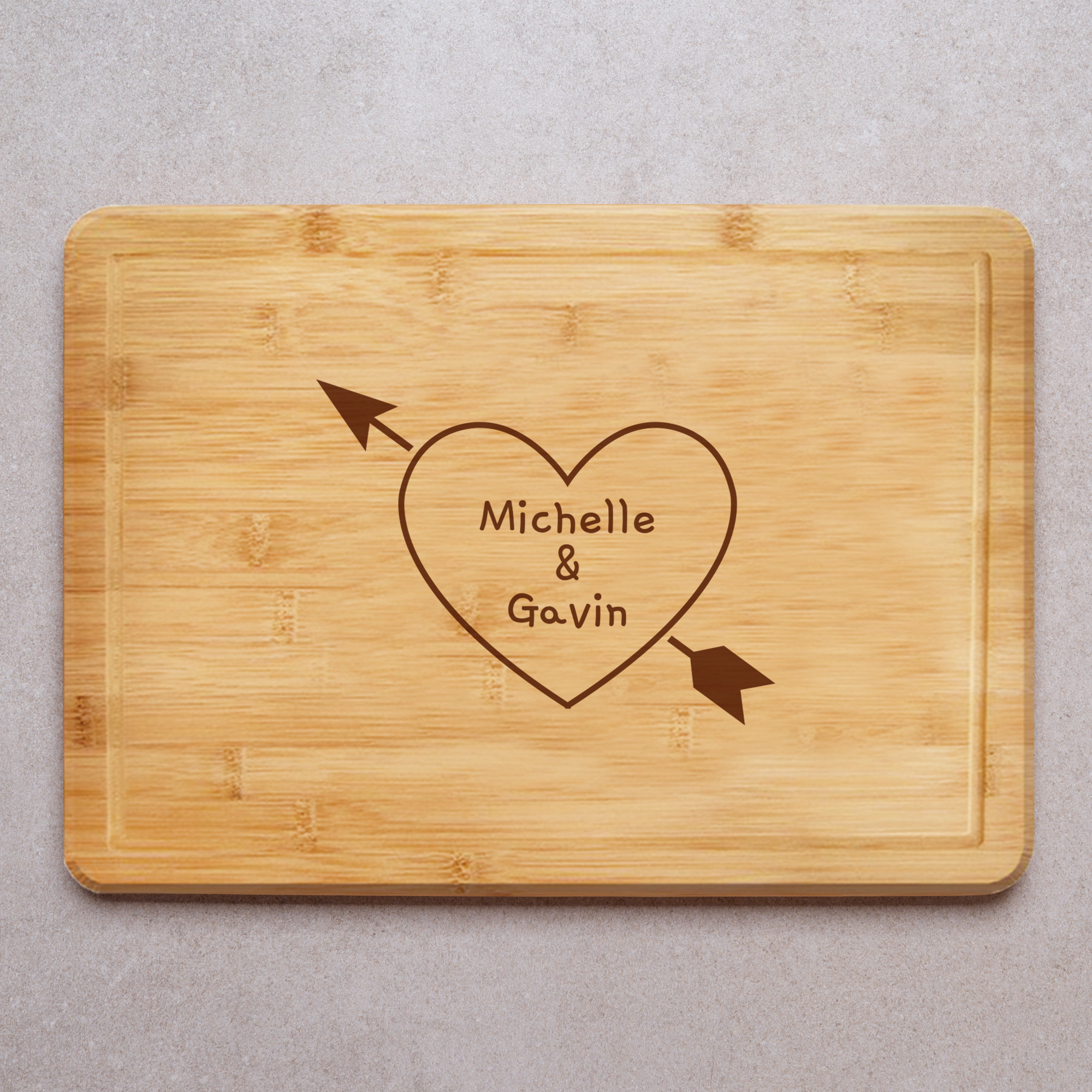 Love Heart Name Design Engraved Chopping Board