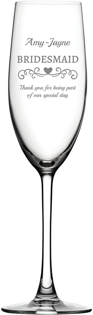 Bridesmaid Personalised Engraved Flute Glass Design 1 - YouPersonalise