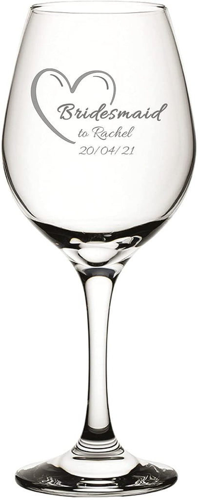 Bridesmaid Personalised Engraved Wine Glass Design 5 - YouPersonalise