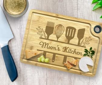 Chopping Board - Mum's Kitchen Utensil Mothers Day Board Monogram Design - YouPersonalise