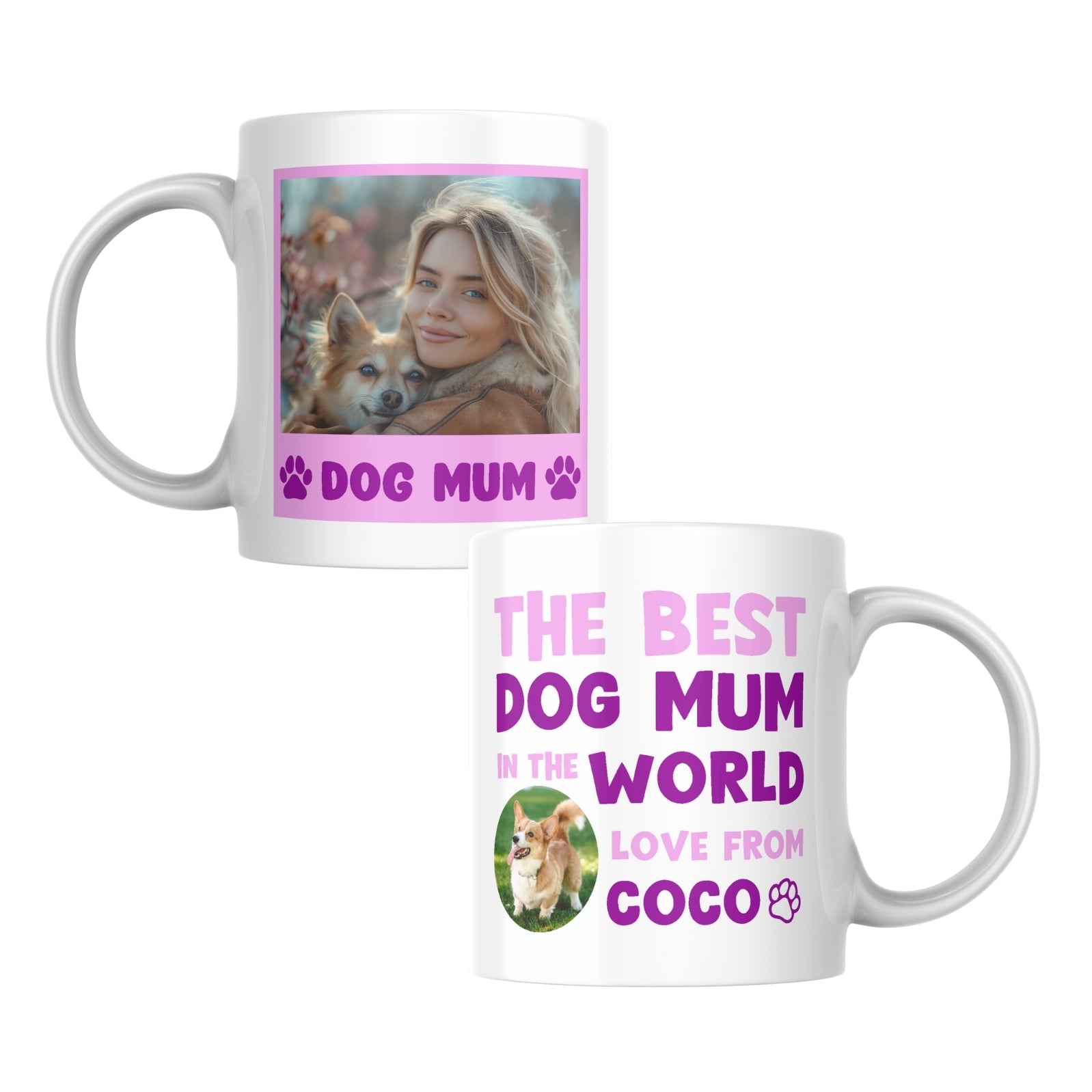 Custom Worlds Best Dog Mum Mug – Personalise Photo & Name