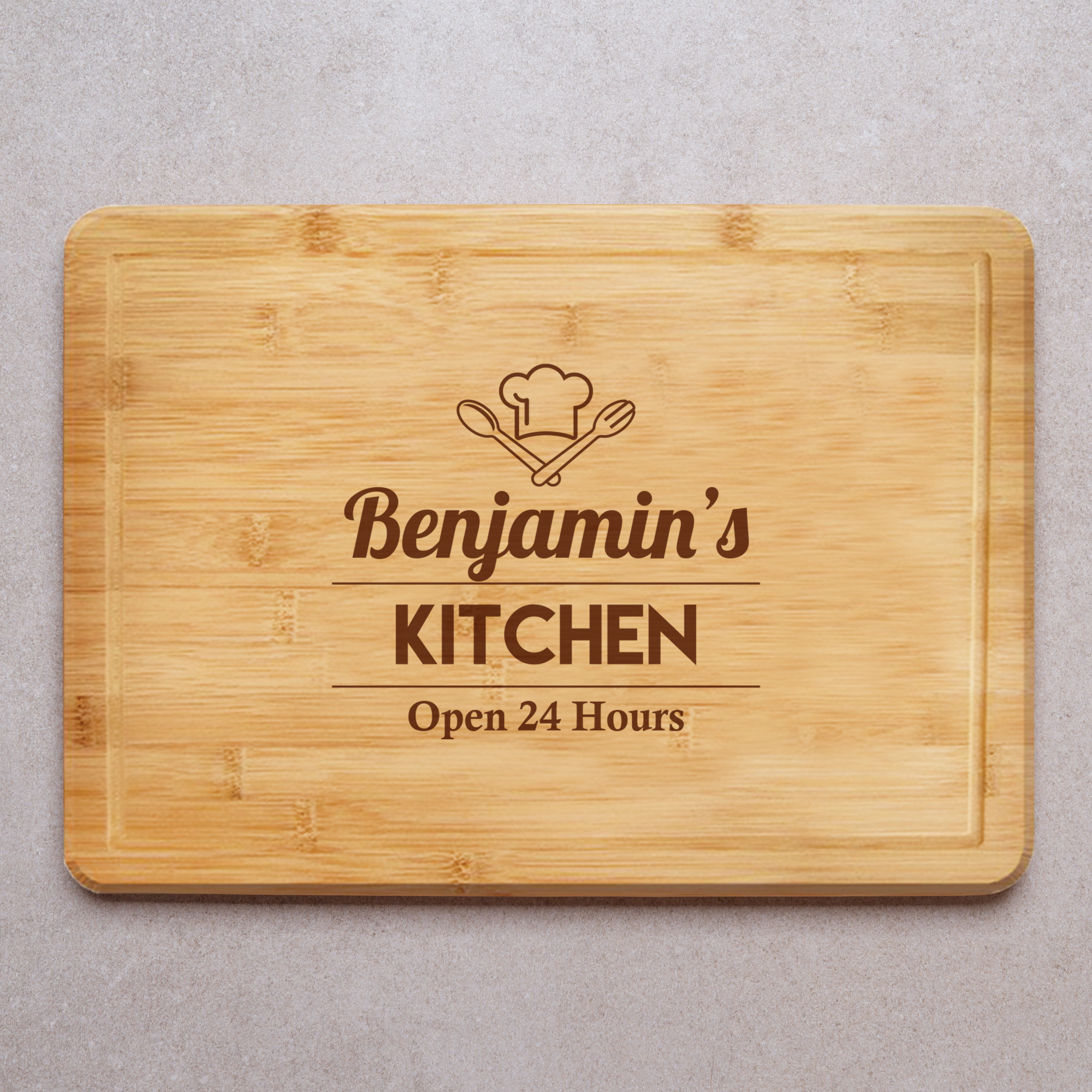 Chefs Hat Names Kitchen Open 24 Hours Engraved Chopping Board