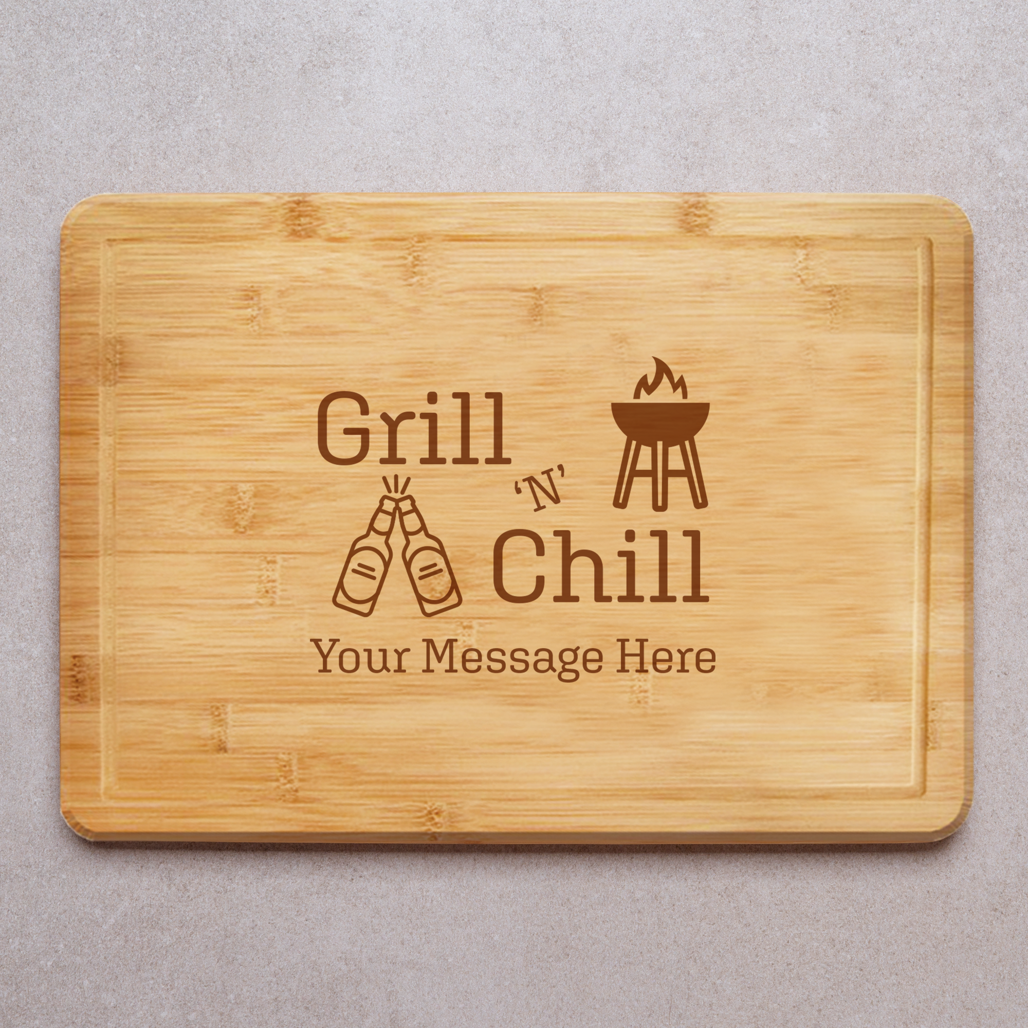 Grill N Chill BBQ Themed Engraved Chopping Board