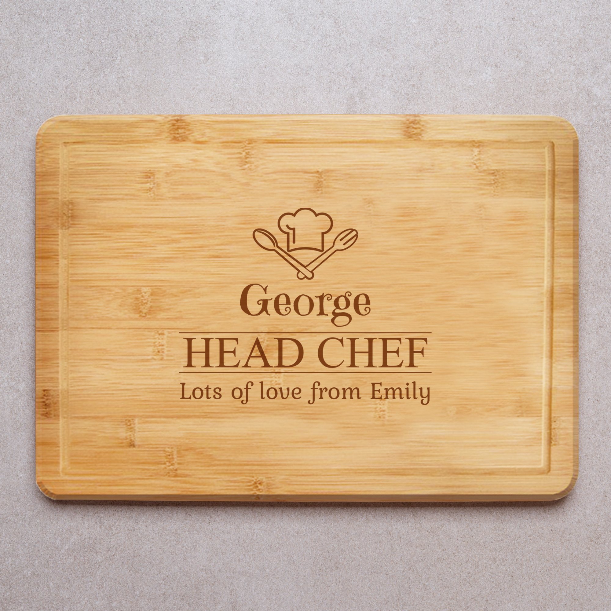 Head Chef Chef Hat Engraved Chopping Board
