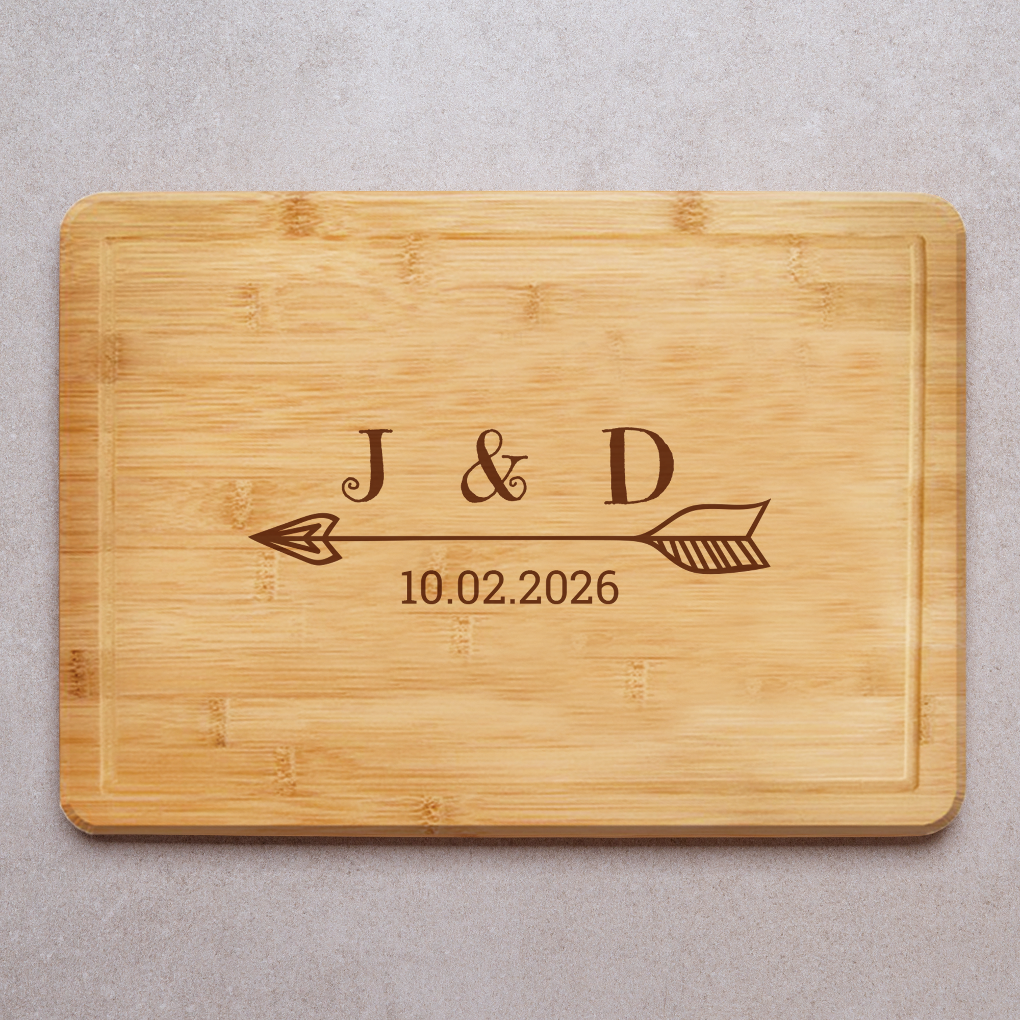 Initials Date Arrow Engraved Chopping Board