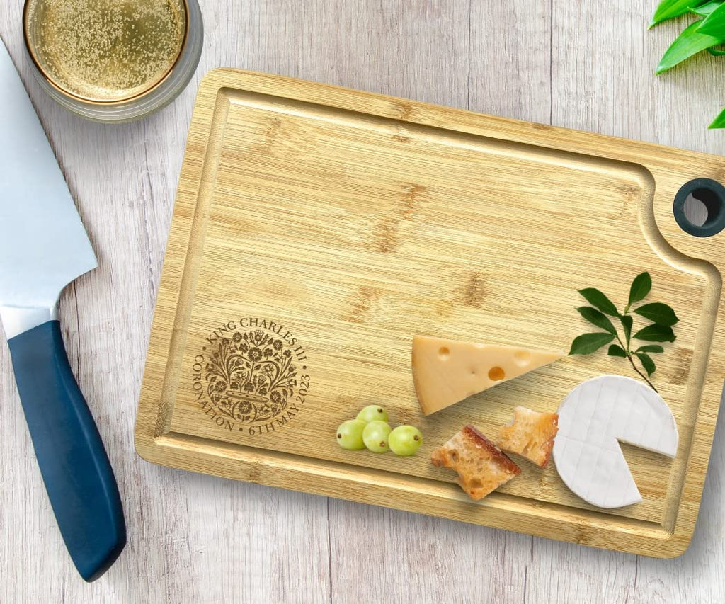 King Charles Kings Coronation Chopping or Serving Board with Coronation Logo - YouPersonalise