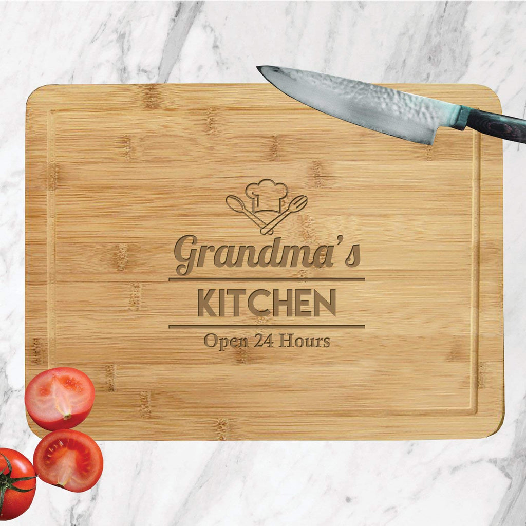 Laser Engraved Bamboo Chopping Board | Cheese Board | Cutting Board with a Chef Hat and The Wording Nan's Kitchen - YouPersonalise