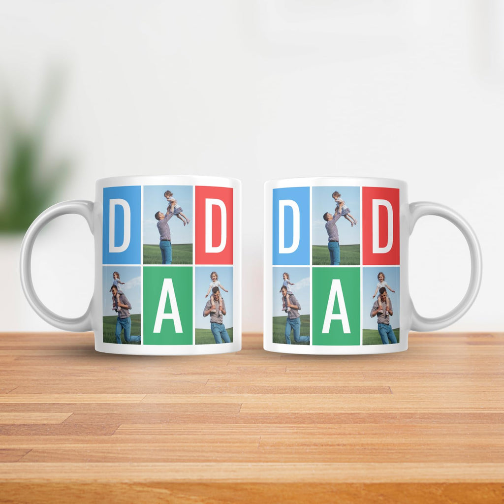 Mosaic Memories Mug: Personalised Father's Day Birthday Mug, Photo Tile Dad Mug Dual Side Print - YouPersonalise