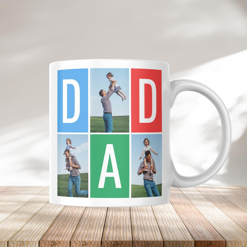 Mosaic Memories Mug: Personalised Father's Day Birthday Mug, Photo Tile Dad Mug Dual Side Print - YouPersonalise