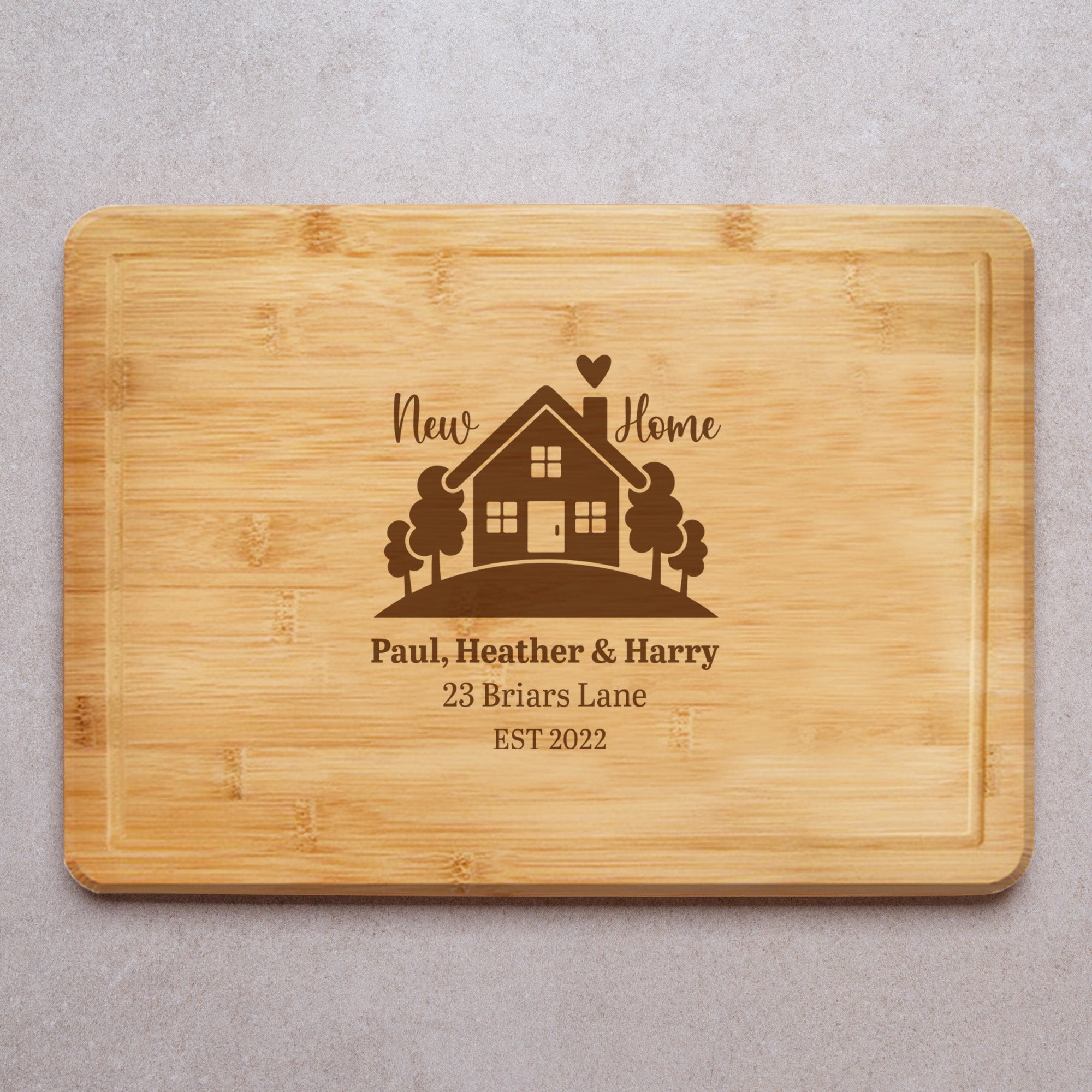 Home Wooden Cutting Board Laser Engraved Kitchen Board customisable names address date