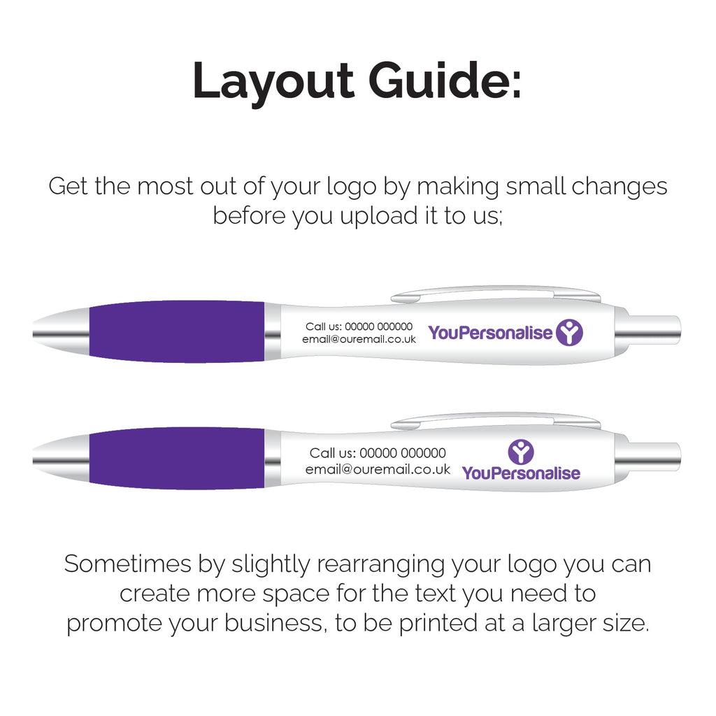 Personalised Digital Contour Promotional Pens – Custom Logo Pens with Black Rubber Grip - YouPersonalise