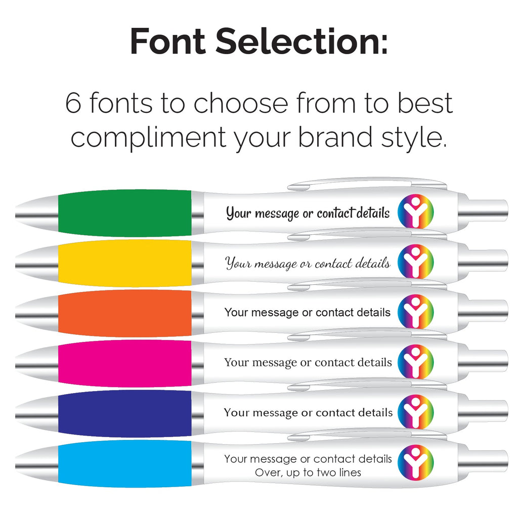 Personalised Digital Contour Promotional Pens – Custom Logo Pens with Black Rubber Grip - YouPersonalise
