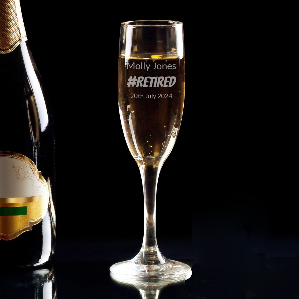 #RETIRED Personalised Retirement Engraved Champagne Flute - YouPersonalise