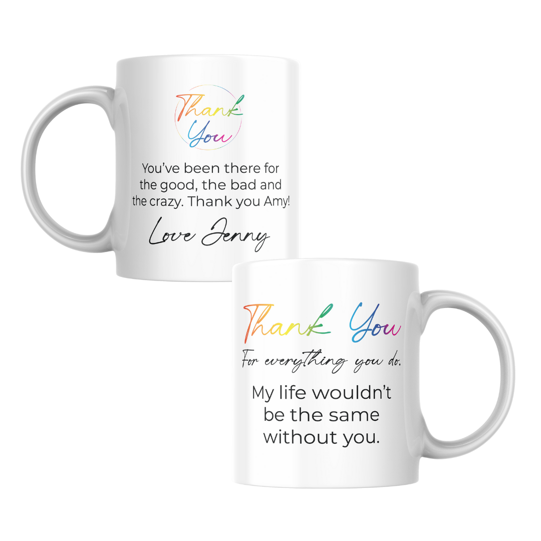Personalised Thank You Mug – Ceramic customisable Thank you everything you do mug Gift