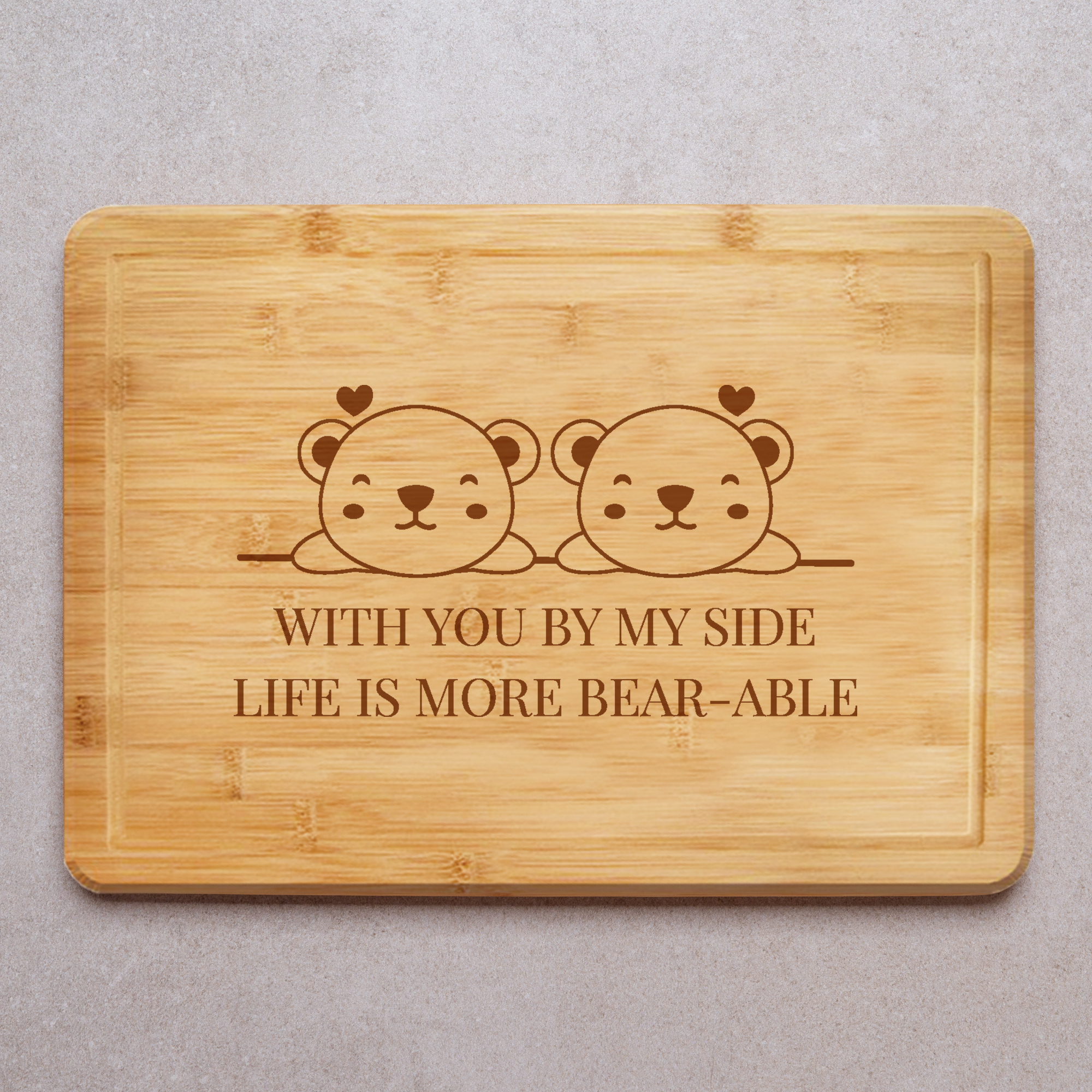 Love You Bear Design Engraved Chopping Board
