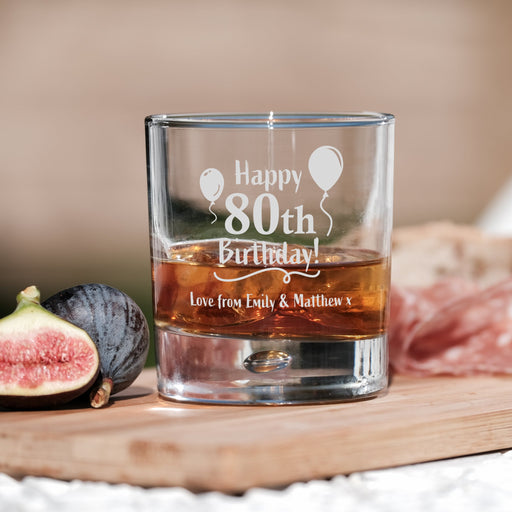 80th Birthday Engraved Whiskey Glass Design 5 - YouPersonalise