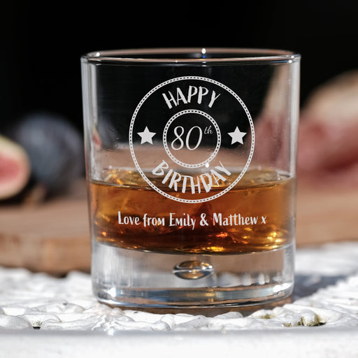 80th Birthday Engraved Whiskey Glass Design 7 - YouPersonalise