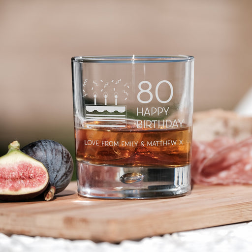 80th Birthday Engraved Whiskey Glass Design 8 - YouPersonalise