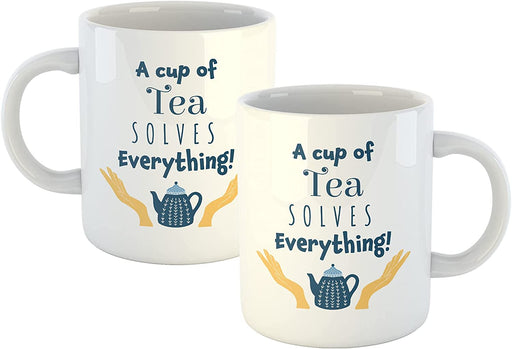 A Cup of Tea Solves Everything Mug 11oz Gift Present Birthday Work Friends Funny Novelty - YouPersonalise