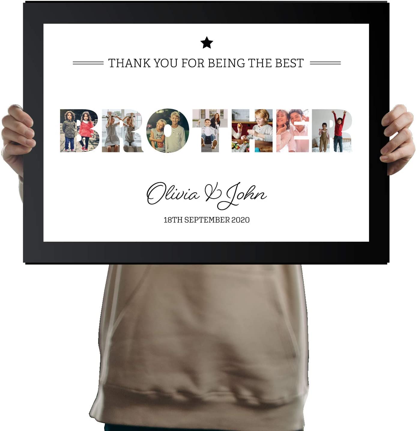 Brother Frame A3 Personalised BROTHER Photo Frame in BLACK with Collage of pictures ...