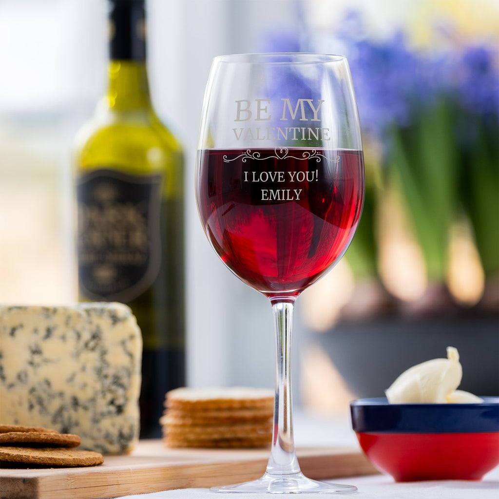 Be My Valentine Personalised Engraved Wine Glass - YouPersonalise