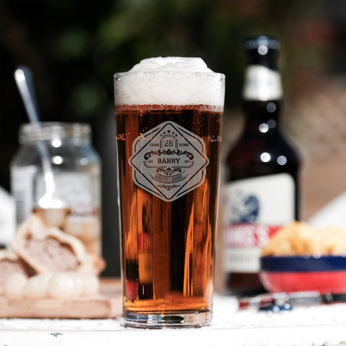 Beer Label Personalised Engraved Pint Glass