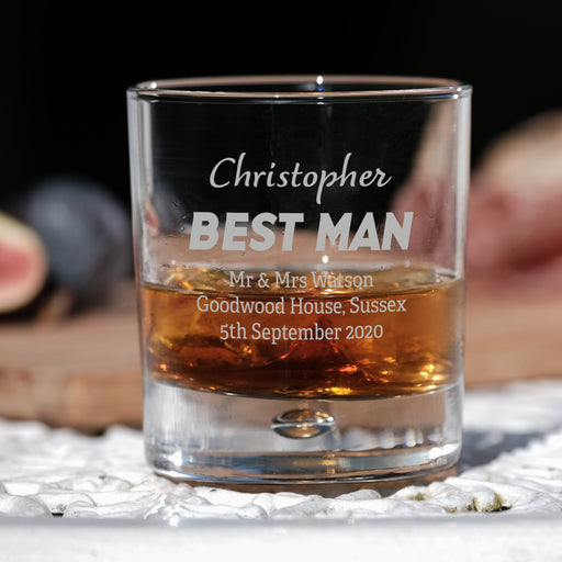 Best Man Personalised Engraved Bubble Whiskey Glass - YouPersonalise