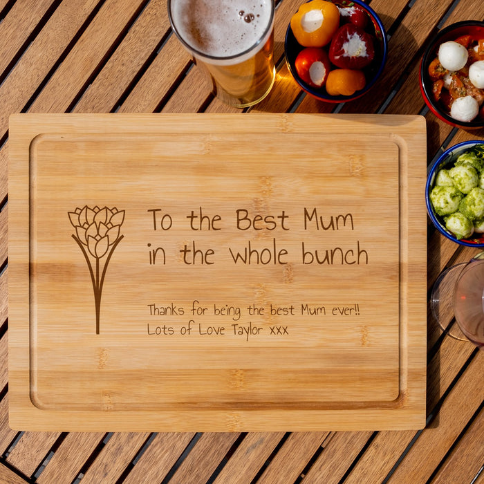 Best Mum of the Bunch Personalised Engraved Chopping Board - YouPersonalise
