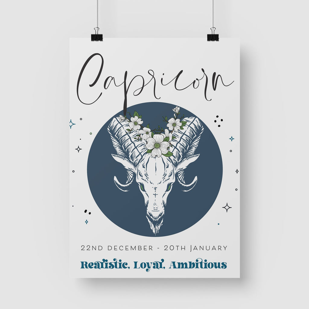 Capricorn Zodiac Print in A3 or A4, With or Without Black Frame - YouPersonalise