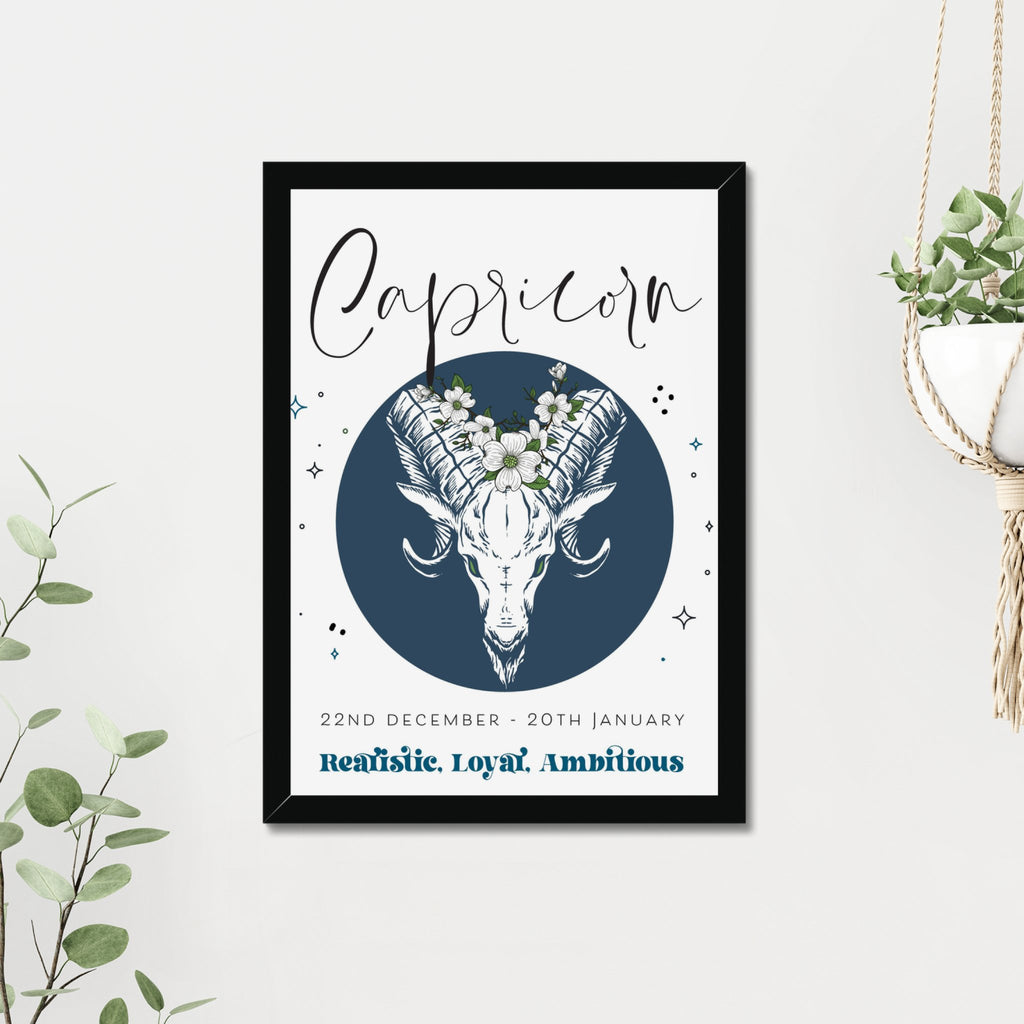 Capricorn Zodiac Print in A3 or A4, With or Without Black Frame - YouPersonalise