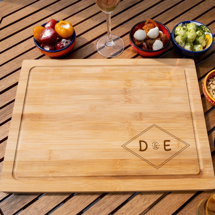 Diamond and Initials Personalised Engraved Chopping Board - YouPersonalise
