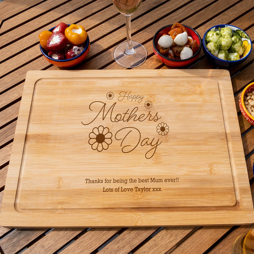 Happy Mothers Day Daisies Personalised Engraved Chopping Board - YouPersonalise