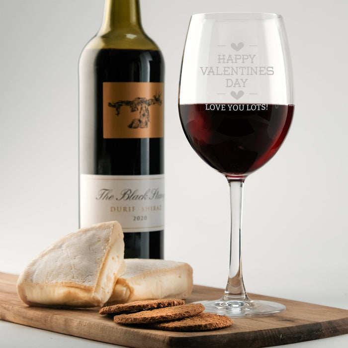 Happy Valentine's Day Hearts Personalised Engraved Wine Glass - YouPersonalise