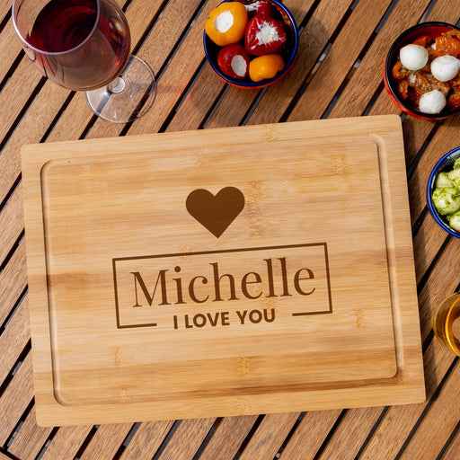 I LOVE YOU Big Heart Personalised Engraved Chopping Board - YouPersonalise