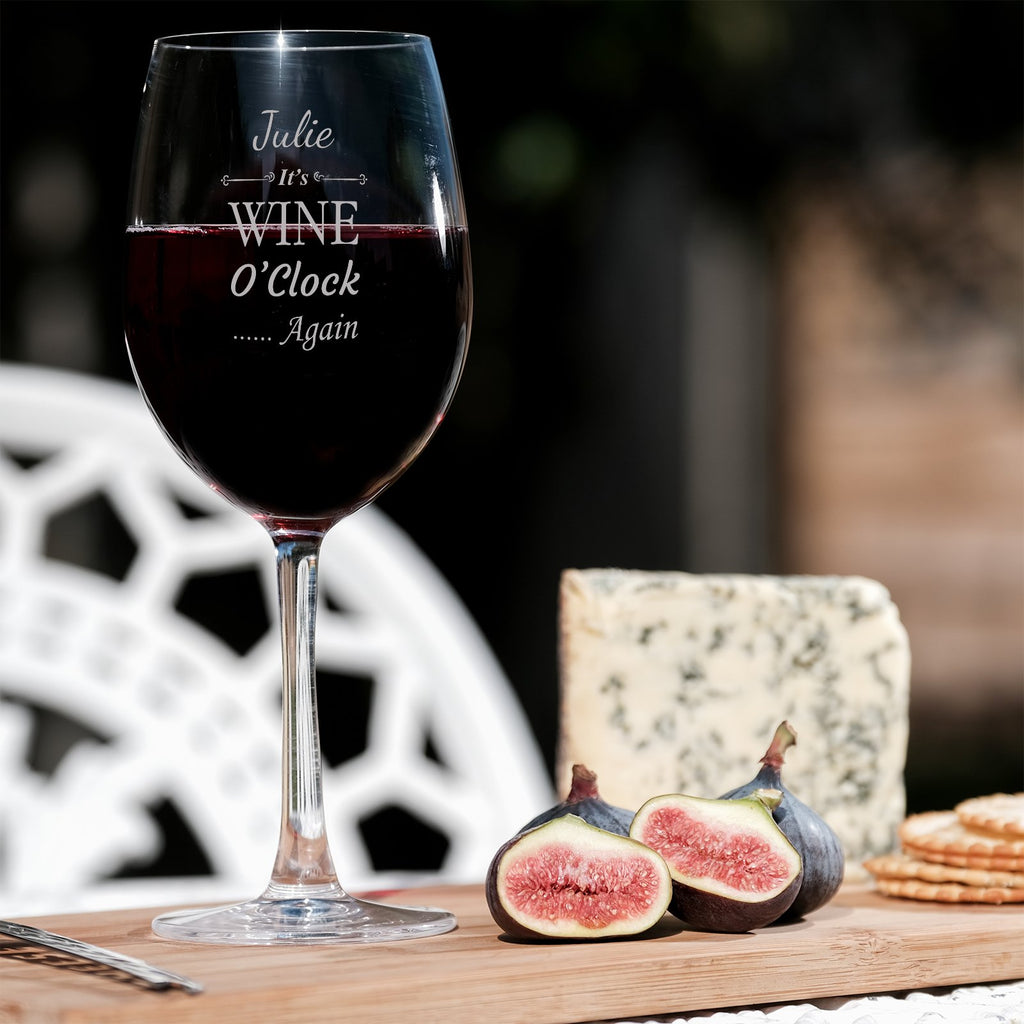 It's Wine O'Clock Again Personalised Engraved Wine Glass - YouPersonalise