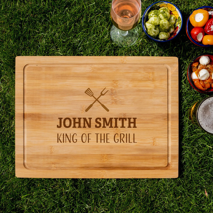 King of the Grill BBQ Themed Personalised Engraved Chopping Board - YouPersonalise