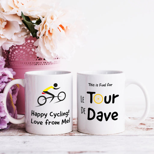 Le Tour De France Inspired Personalised White Mug with Two Lines of Text - YouPersonalise